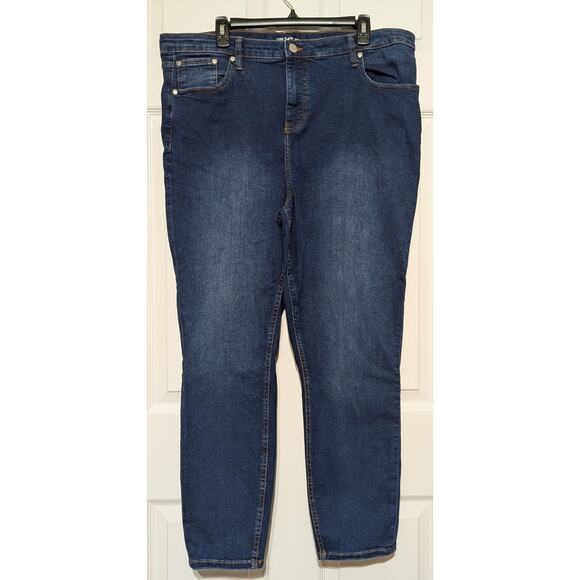 On 34th Jeans Womens 22W Petite Blue Skinny Leg Stretch Denim 5 Pocket Zip Fly - Picture 1 of 9